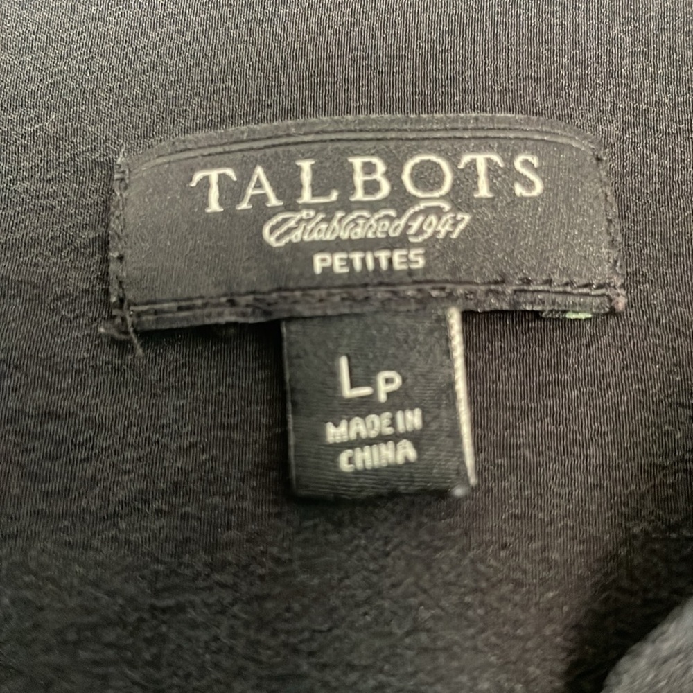 Talbots Black Buttoned Mandarin Collar Silk front pocket Blouse LP - Picture 2 of 7